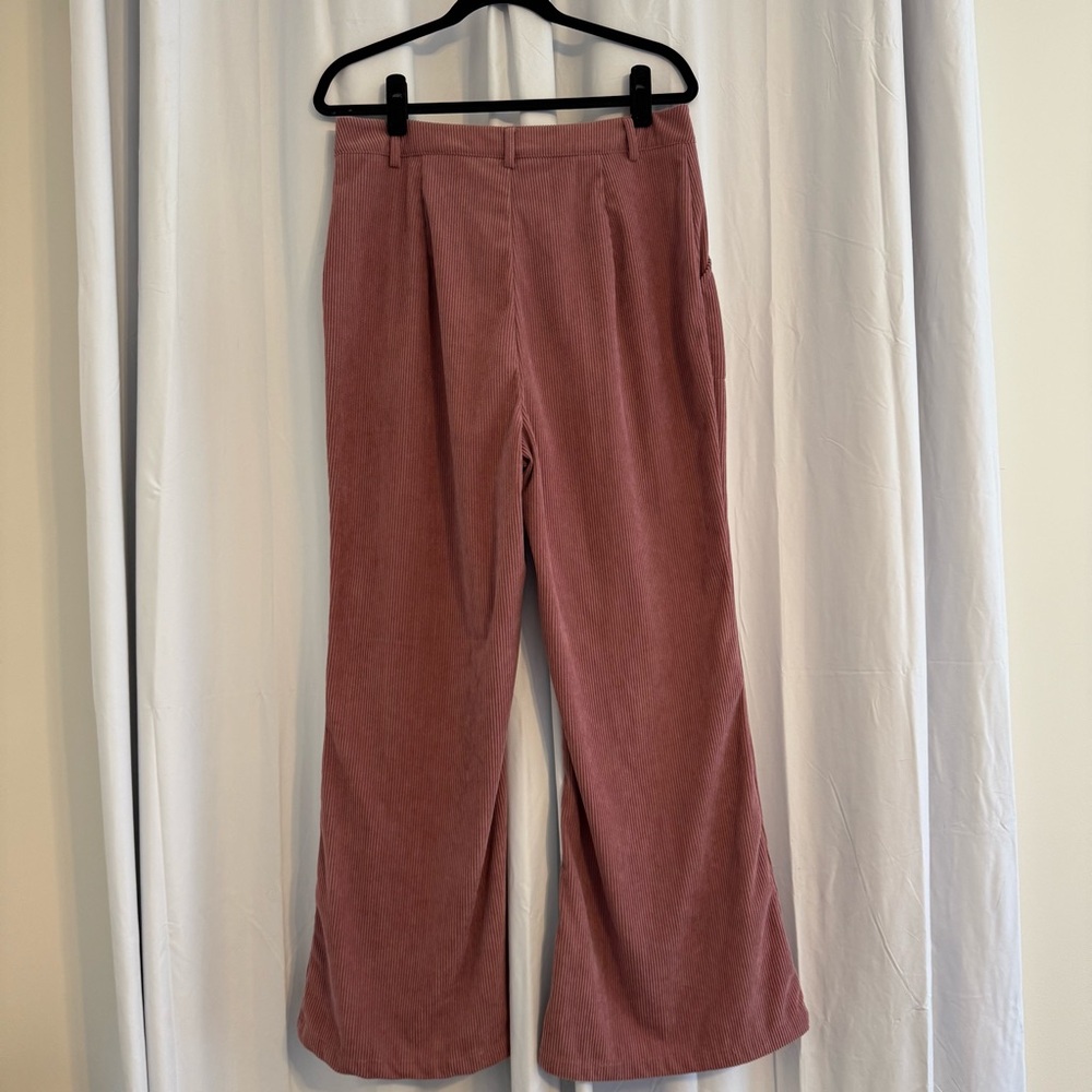 Cider Corduroy Wide Leg Pants Mauve Pink High Rise Large - Picture 3 of 7